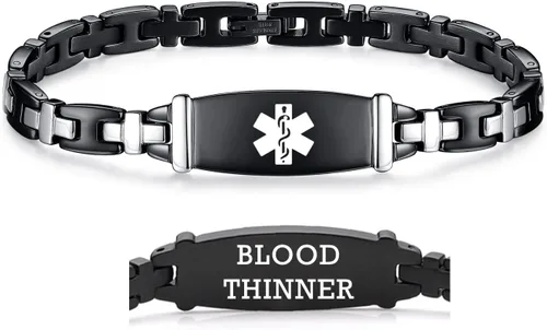 Miniatura 98 de LinnaLove Lady Medical Alert - Pulseras médicas de acero inoxidable para mujer, 7.5 pulgadas