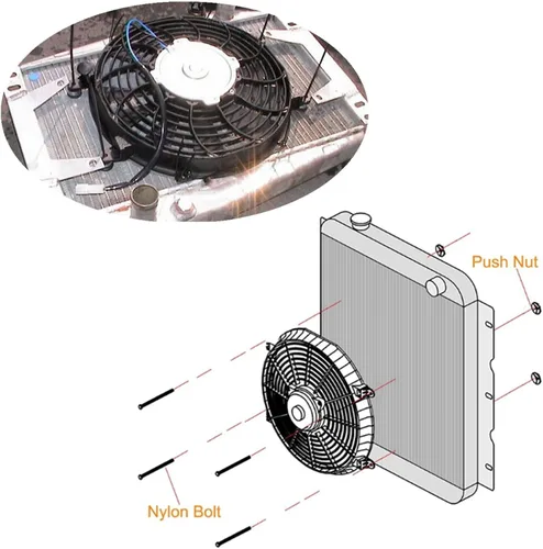 Miniatura 7 de Ventilador delgado de 10 pulgadas para radiador eléctrico Push Pull Ventilador de refrigeración 12V 80w 800 CFM Kit de montaje universal negro