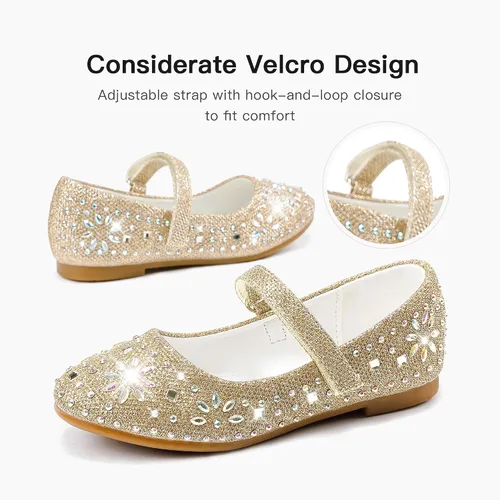 Miniatura 6 de Furdeour Zapatos de vestir para niñas, zapatos de ballet de princesa con purpurina para boda, fiesta, boda, fiesta, dama de honor, zapatos planos
