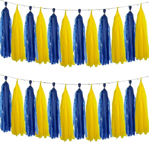 Miniatura 22 de We Moment Borlas de Papel de Seda Azul Marino Azul Claro Guirnalda de Borlas para Fiestas para Decoraciones de Fiestas, Kits de Bricolaje, 15 Piezas