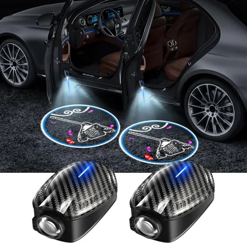 Miniatura 11 de 2 luces para puerta de automóvil, proyector de logotipo, esqueleto de calavera, universal, inalámbrico, para puerta de automóvil, luces LED