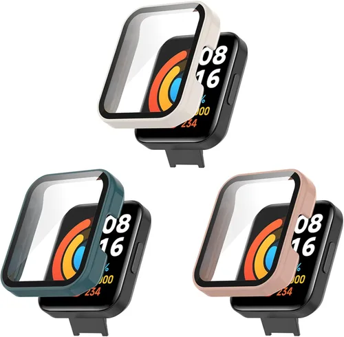 Paquete de 3 fundas protectoras de pantalla compatibles con Redmi Watch 2 Lite, accesorios de policarbonato de vidrio templado, resistente a los