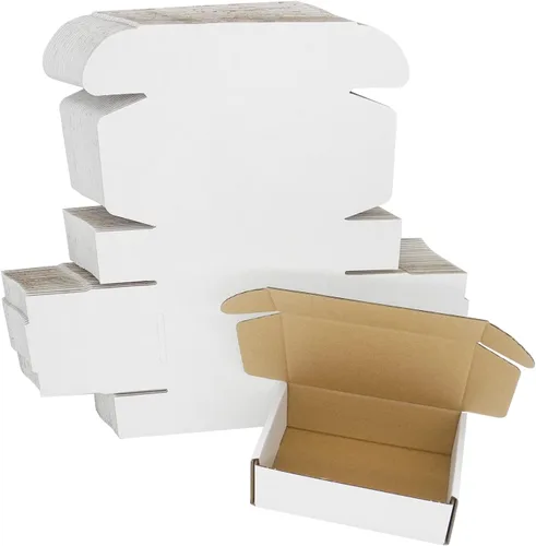 Miniatura 18 de Paquete de 50 cajas de envío de 7x6x2 pulgadas, caja de cartón blanco corrugado, cajas de correo planas para literatura para embalaje de pequeñas