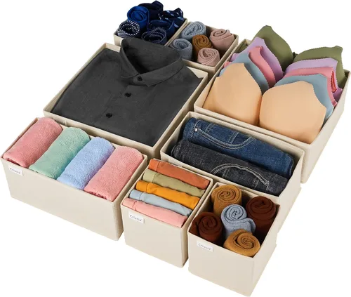 Criusia Organizador de cajones de ropa, paquete de 8 organizadores de cajones para ropa interior, caja de almacenamiento de tela plegable,