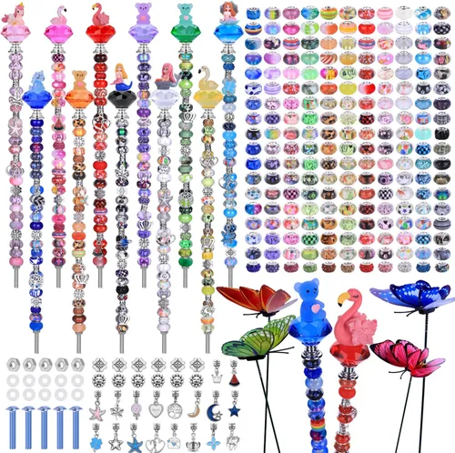 Miniatura 17 de Kit de 158 piezas de varitas de hadas de bricolaje para jardín, múltiples esquemas de color con cuentas europeas, cristales y puntas de diamante