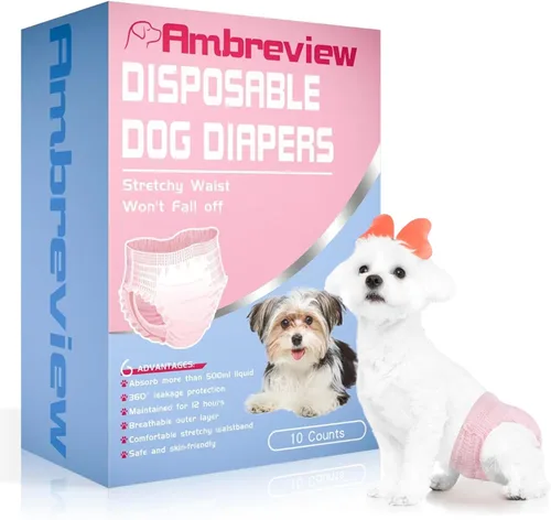 Miniatura 8 de Ambreview Pañales desechables para perras, simplemente tíralos hacia arriba, pañales para perras, alta absorbencia a prueba de fugas, para perras