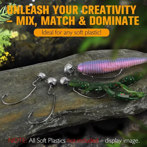 Miniatura 6 de Dovesun Ned Rig Jig Heads Cabeza de plantilla sin malas hierbas para pesca lubina Swimbait Jig Head Shaky Ned Rig Ganchos agua salada agua dulce