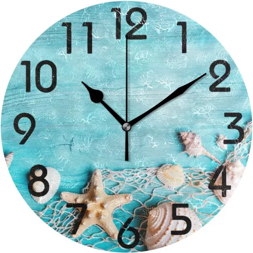 Miniatura 16 de Naanle Reloj de pared redondo negro con lápiz labial, de 9.5 pulgadas, funciona con pilas, de cuarzo, silencioso, analógico, silencioso