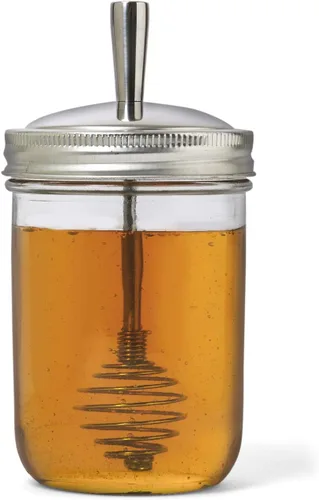 Jarware Dipper de miel, boca ancha, plata Plateado