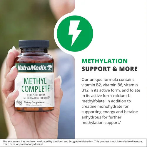 Miniatura 3 de NutraMedix Methyl Complete - Cápsulas completas de metilación y apoyo energético - Vitamina B2, B6, B12 y folato - con monohidrato de creatina