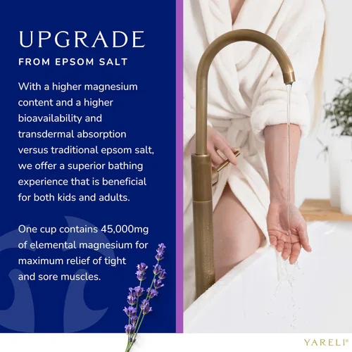Miniatura 6 de Yareli Copos de Magnesio, 5 libras, Lavanda, Baño del Mar Muerto y Remojo de Pies, Alternativa a la Sal de Epsom con Más de 250,000 mg de Cloruro