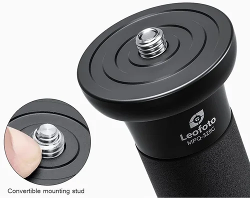 Miniatura 7 de Leofoto MPQ-325C Monopod, fibra de carbono premium, resistente al agua, sección de 5 patas, perno de montaje convertible, correa de muñeca (azul)