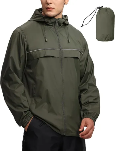 Miniatura 14 de SWISSWELL Chaqueta impermeable rompevientos para hombre, ligera, plegable, con capucha, para golf, senderismo, viajes