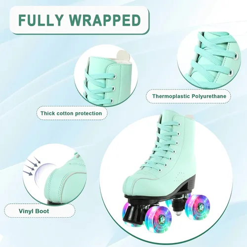 Miniatura 3 de Jessie - Patines de piel sintética ajustables de cuatro ruedas de alta calidad para mujeres, hombres, niños y niñas - Interior y exterior Rueda