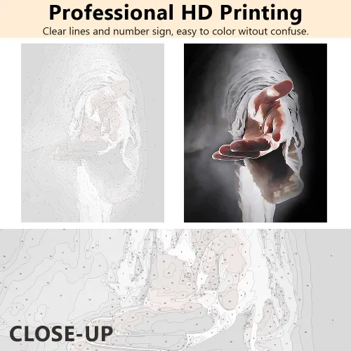 Miniatura 5 de TUMOVO Pintura por números para adultos y niños – Kit de pintura al óleo cristiana de Jesús Religión Dios – "Give Me Your Hand", regalo