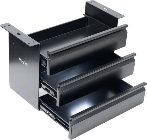 VIVO DESK-DR03 - Cajón de almacenamiento de doble nivel deslizante de 16 pulgadas, organizador de 3 capas para debajo del escritorio, color negro