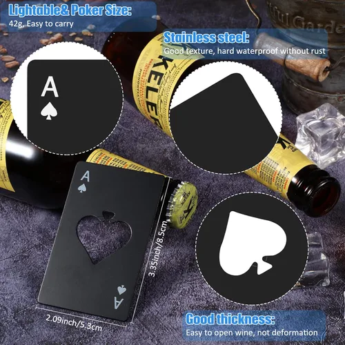 Miniatura 2 de Raiten 60 unidades de abrebotellas de tarjetas de crédito, abrebotellas de tarjetas de póquer, abrebotellas de acero inoxidable, abrelatas de vino