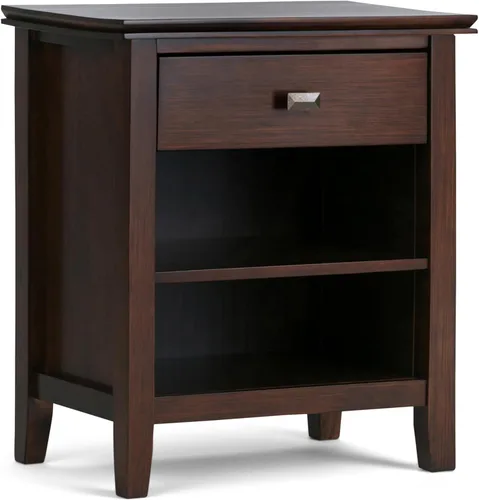 Miniatura 23 de SIMPLIHOME Mesita de noche artesanal de madera maciza de 24 pulgadas de ancho en marrón otoño, mesa auxiliar o auxiliar contemporánea con 1 cajón