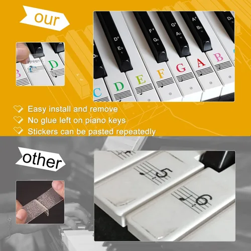 Miniatura 3 de Adhesivos para Teclado de Piano Claves de Piano: Etiquetas de Notas de Teclado de Piano Extraíbles - Adhesivos de Notas de Teclado de Piano