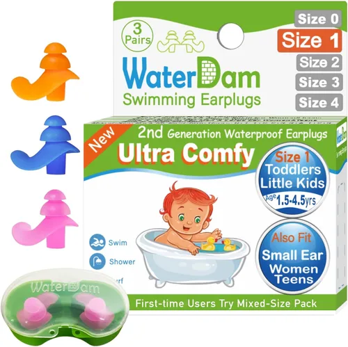 Miniatura 12 de WaterDam A-Series - Tapones de natación para los oídos, ultra cómodos, grandes, impermeables