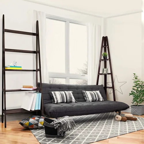 Miniatura 5 de Estantería con forma de escalera y 5 estantes Casual Home, Madera, Espresso