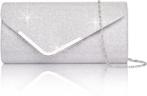 Miniatura 9 de Bolso de mano Larcenciel para mujer, bolso de lentejuelas brillante con cadena, bolso de noche con destellos para fiestas y graduaciones