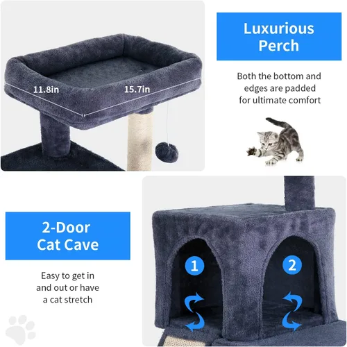 Miniatura 4 de BestPet - Árbol para gatos de 36 pulgadas para interiores, torre para gatos con postes para rascar, mueble de gato de varios niveles, condominio