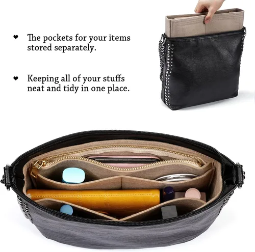 Miniatura 4 de HyFanStr Organizador pequeño con cremallera, organizador de bolsas de fieltro para mujer