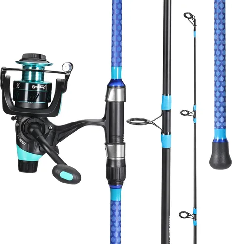 Miniatura 2 de Sougayilang Combo de 3 Piezas de Alimentador de Cebo para Pesca en Surf, Combo de Caña de Pescar con Caña de Viaje Giratoria Media/Pesada