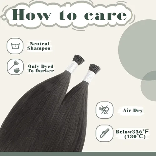 Miniatura 8 de Sixstarhair Extensiones de cabello humano con queratina y sedoso, lacio, color negro, 1.76 oz/paquete, extensiones de cabello humano con punta en I