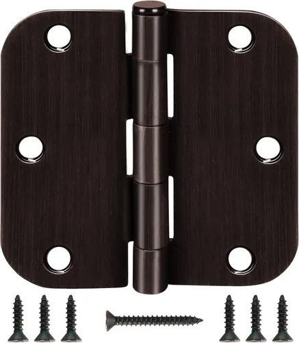 Miniatura 9 de Bisagra de puerta de 3 1/2 pulgadas, paquete de 18 bisagras redondeadas para puerta, latón pulido, bisagras de 3.5 x 3.5 pulgadas para puertas