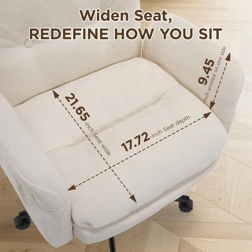 Miniatura 6 de FiveWillowise Silla cruzada con ruedas y reposabrazos, sillas giratorias ajustables, silla de escritorio moderna para oficina en casa con doble