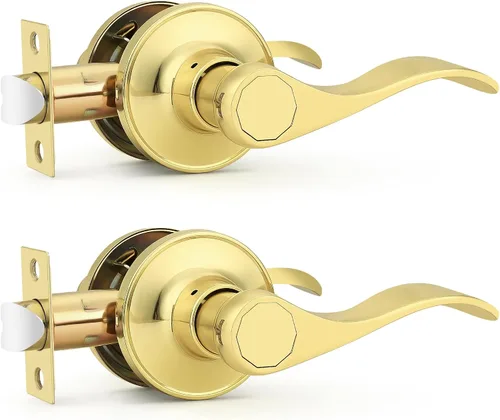 Miniatura 35 de Probrico - Paquete de 3 manijas de puerta de paso, asas de níquel satinado, sin llave, sin bloqueo, para puertas de interiores, pasillos y armario