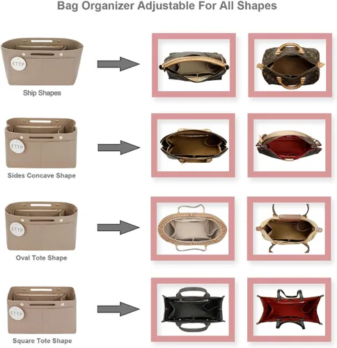 Miniatura 5 de ETTP Organizador de bolso para bolsos, inserto organizador de bolsa de fieltro, organizador de bolso, compatible con Neverful Speedy y más, 6