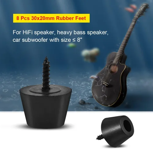 Miniatura 2 de Pies de goma, 8 almohadillas de goma de repuesto de 1.181 x 0.787 in con tornillos a juego, para altavoz de alta fidelidad, guitarra, amplificador