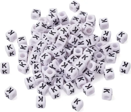Miniatura 31 de FASHEWELRY 300 cuentas cúbicas de acrílico con números cuadrados mezclados del 0 al 9, cuentas de acrílico blanco de 0.236 x 0.236 pulgadas