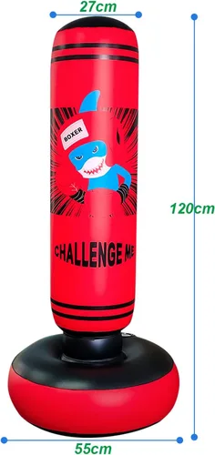 Miniatura 2 de Punching Bag Kid,Boxing Bag for Kids,Inflatable Dummy, Inflatable Punching Bag, De-Stress Boxing Bag for Kids. Rojo