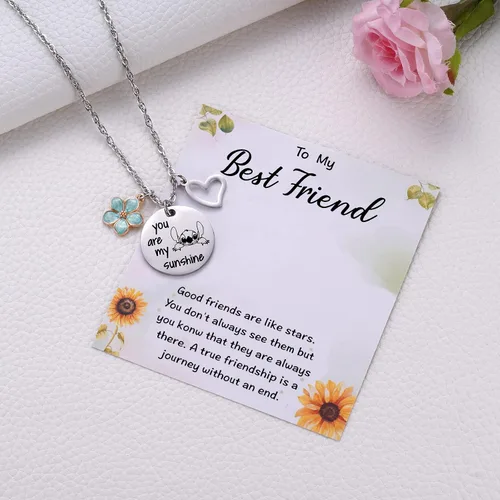 Miniatura 3 de MIXJOY Stitch Gifts You are My Sunshine Collar y tarjeta de mensaje para esposa, mamá, hermana, novia, mejor amiga, cumpleaños
