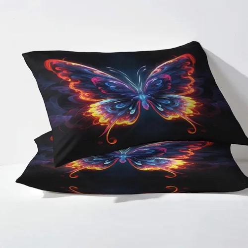 Miniatura 3 de Juego de sábanas de mariposa tamaño King dividido, sábanas de mariposas y llamas, sábanas y fundas de almohada estampadas de 5 piezas, microfibra
