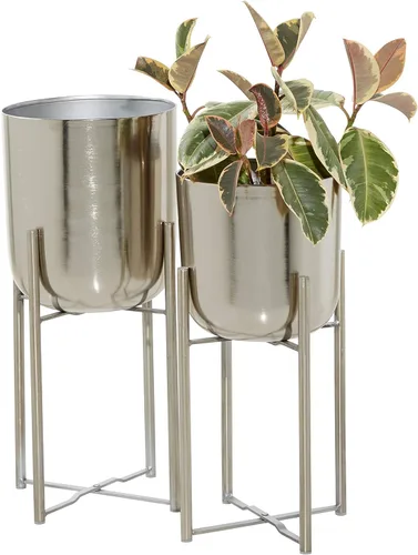 Miniatura 11 de CosmoLiving by Cosmopolitan - Maceta de metal para interiores y exteriores, maceta grande con soporte extraíble, juego de 2 macetas de 19 pulgadas