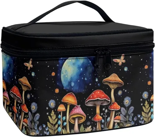 Miniatura 43 de Flashideas Bolsa de maquillaje para cosméticos Almacenamiento vertical Bolsa de maquillaje de viaje de gran capacidad, Caballo Azteca 1