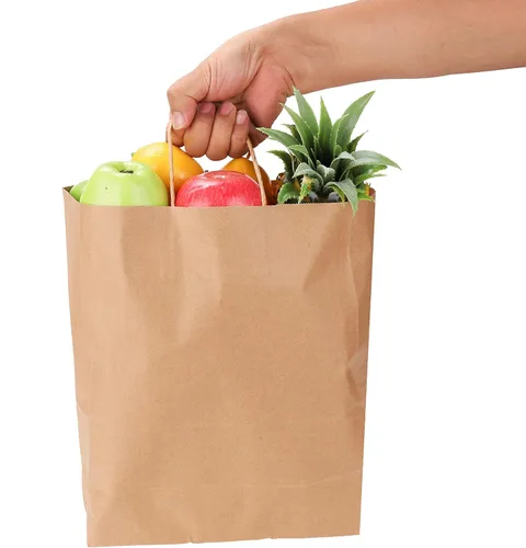 Miniatura 5 de Kslong Paquete de 105 bolsas de regalo de estraza marrón con asas, bolsas de compras de papel kraft liso natural a granel para negocios minoristas