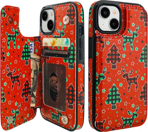 Miniatura 25 de HAOPINSH Funda tipo cartera para iPhone 14 con portarjetas, diseño de girasoles de bandera americana, tapa trasera abatible, folio, piel sintética