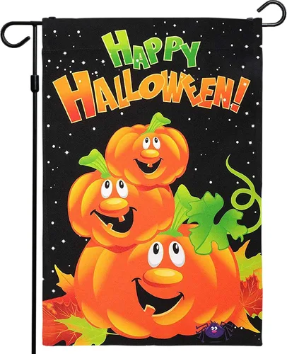Miniatura 13 de G128 - Bandera de jardín de Halloween, cita de truco o trato con bonito búho, decoraciones de jardín y patio, bandera rústica de temporada para 12 x