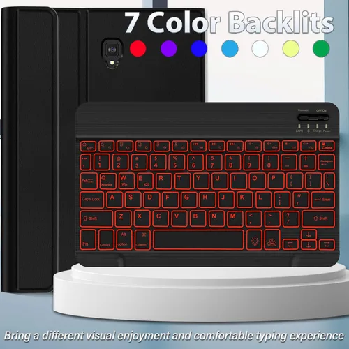 Miniatura 6 de Funda con teclado para Galaxy Tab S4 10.5 (SM-T830/T835, versión 2018), 7 colores retroiluminados desmontable inalámbrica con funda para Samsung