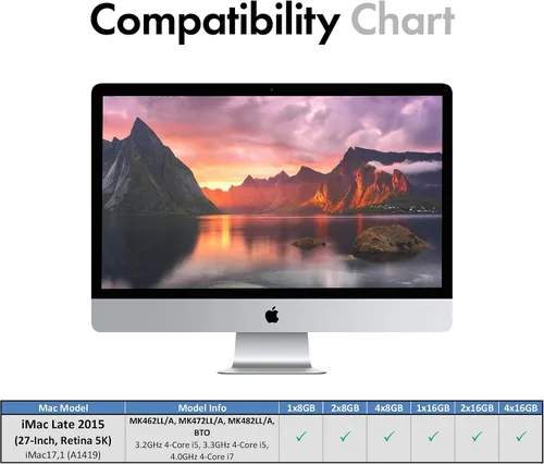Miniatura 3 de A-Tech 16 GB (2 x 8 GB) RAM para Apple iMac finales de 2015 27 pulgadas Retina 5K DDR3L 1866MHz / 1867MHz PC3L-14900 1.35V 204-Pin SODIMM Kit