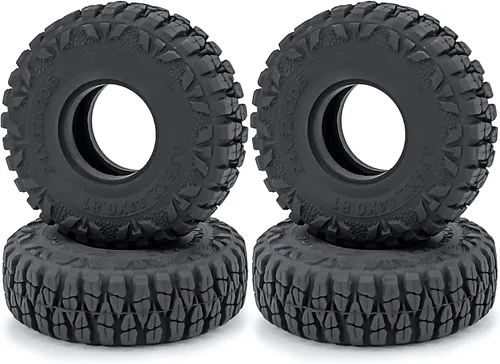 MOHERO - 4 neumáticos de goma de 1.0 pulgadas, neumáticos de rueda de 2.441 x 0.866 in para Axial SCX24 90081 AXI00001 002 004 005 006 RC Crawler