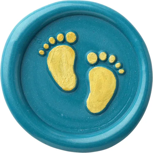 Miniatura 6 de Yoption Baby Series - Sello de cera con diseño de huellas de bebé, cabeza de latón, mango de madera, sello de sellado para invitación de fiesta