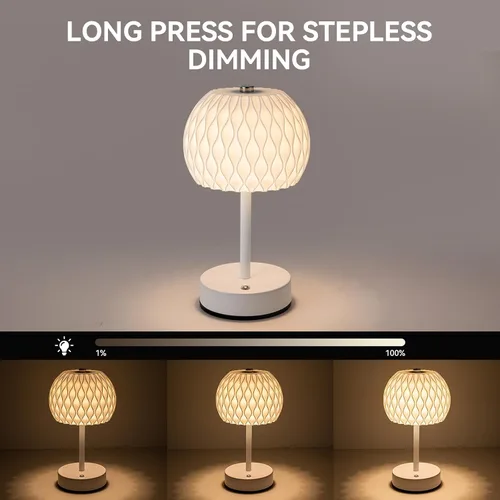 Miniatura 5 de Lámpara de mesa pequeña a pilas, 3 temperaturas de color, recargable, control táctil, lámpara de escritorio regulable, luz nocturna LED inalámbrica