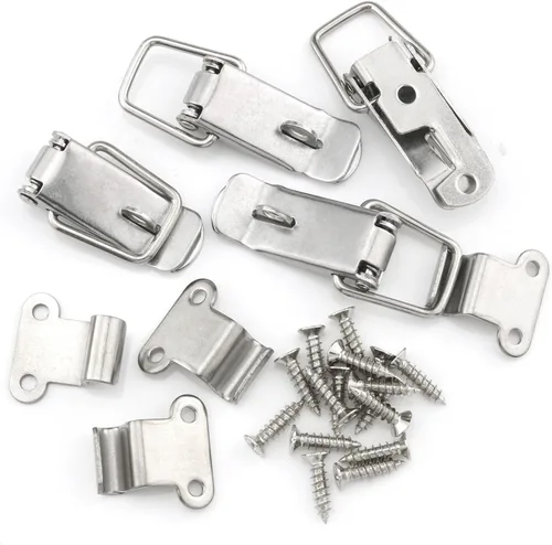 Miniatura 3 de 4PCS 2.283 in 90 grados de ángulo recto de acero inoxidable caja de herramientas capó pestillos de resorte cargado gatillo cierre cierre hebilla